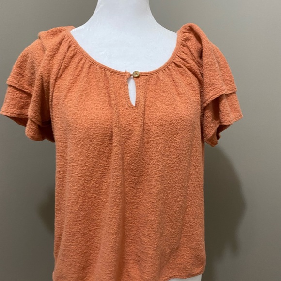 Madewell Tops - Madewell Orange Ruffled Flutter Sleeve Blouse